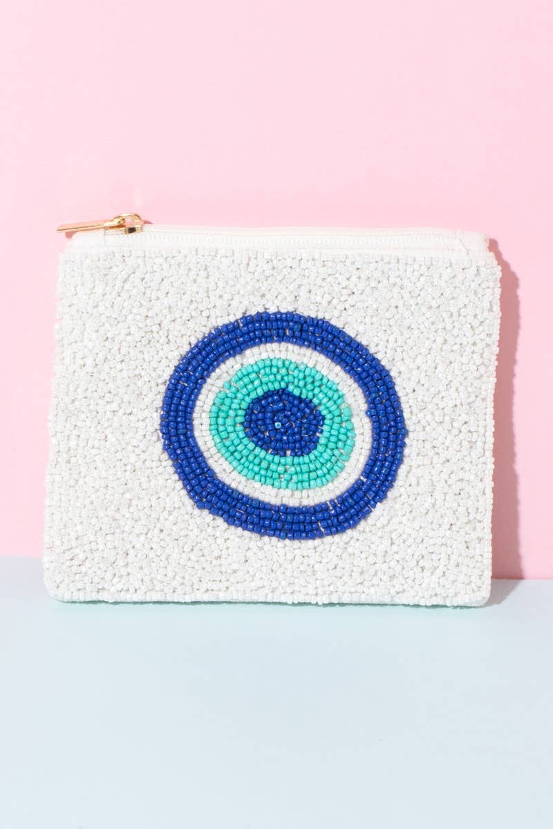 Evil Eye Ball Beaded Coin Purse