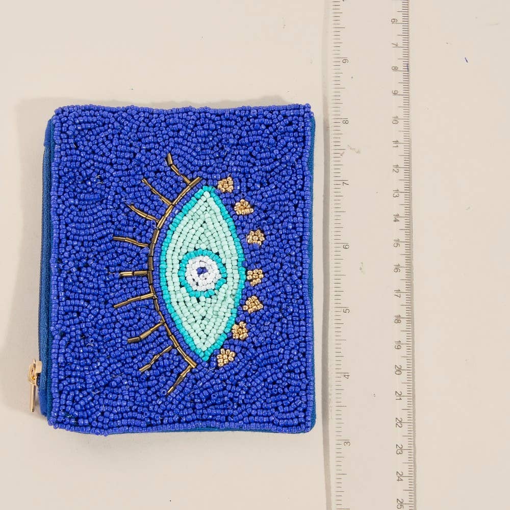 Seed Beaded Evil Eye Coin Purse