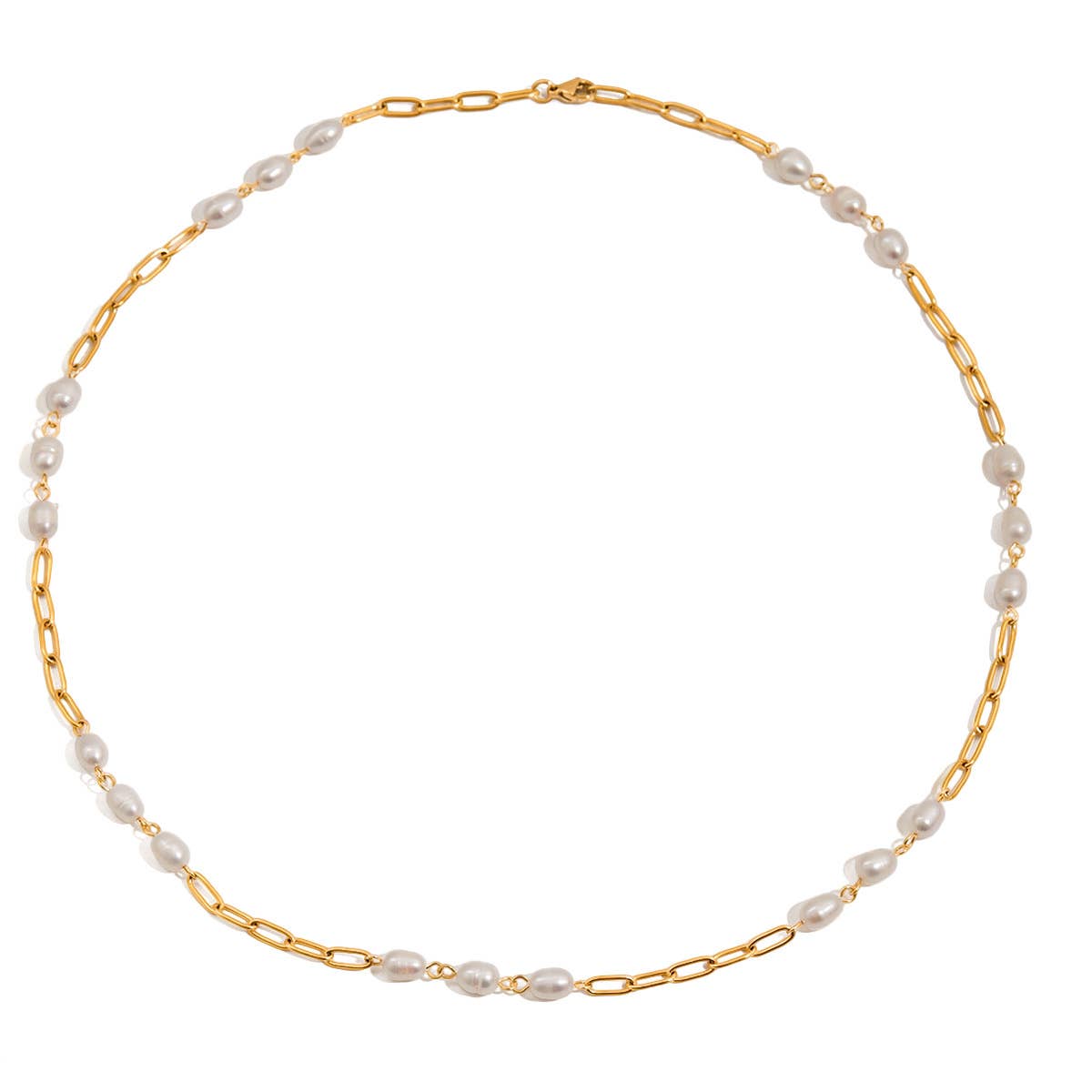 Fresh Water Pearl Trio Paperclip Necklace