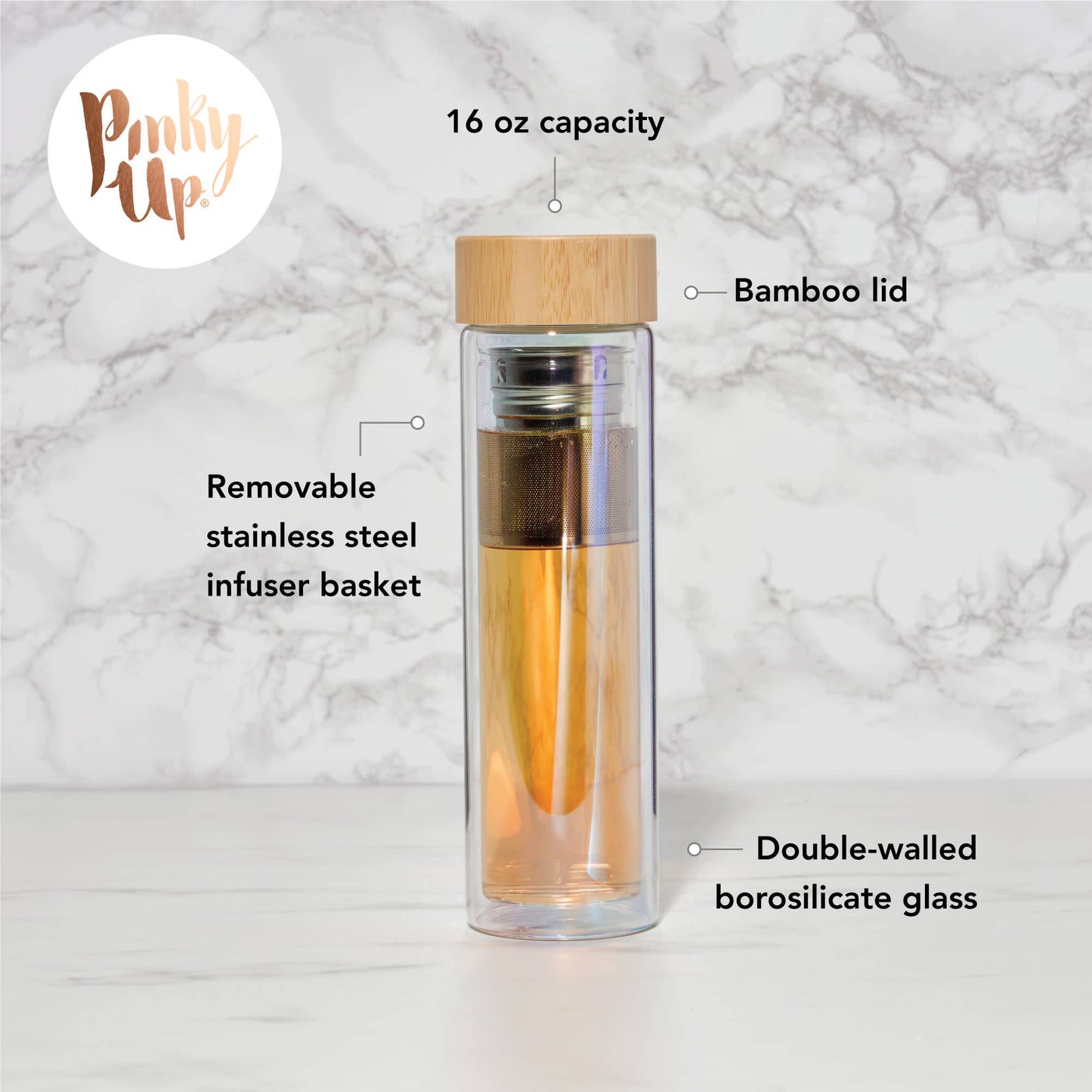 Iridescent Glass Travel Infuser Mug