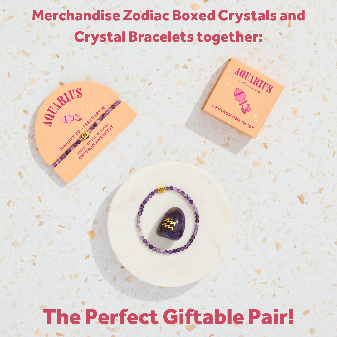 Aquarius Boxed Zodiac Crystal – Chevron Amethyst