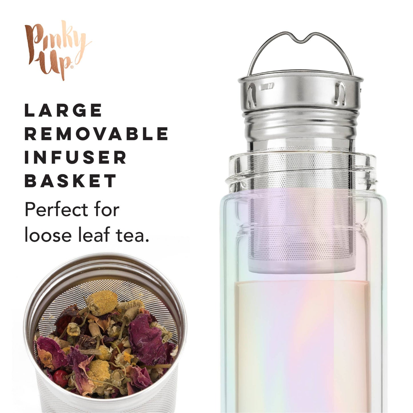 Iridescent Glass Travel Infuser Mug
