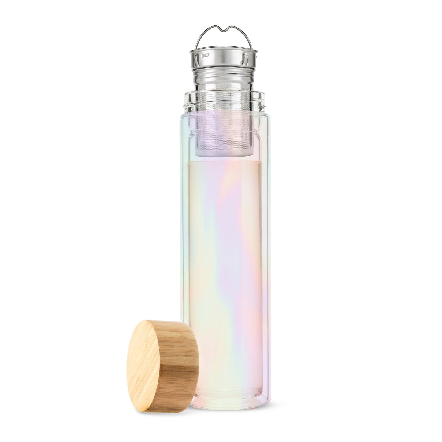 Iridescent Glass Travel Infuser Mug