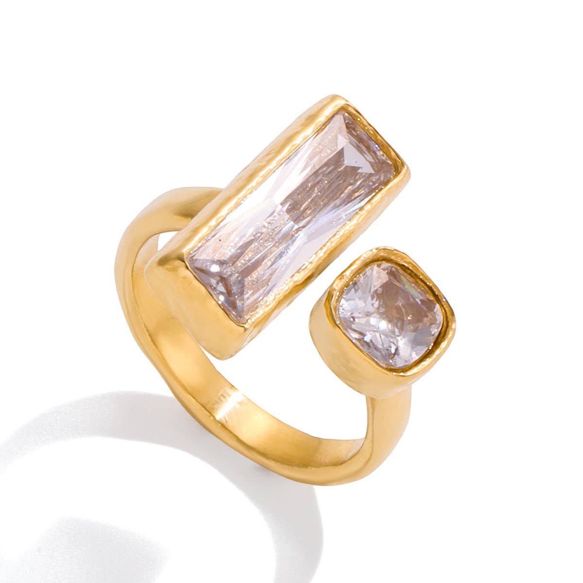 Baguette Emerald & Square Stone Ring