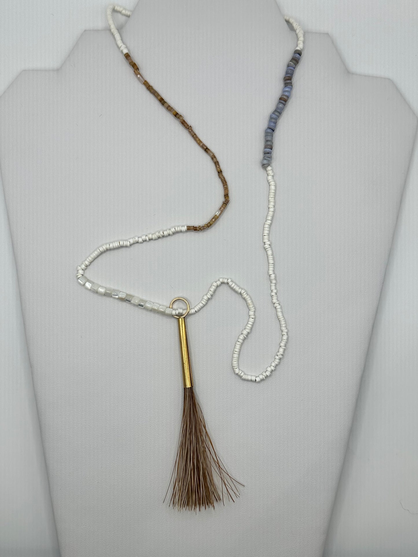 Beaded Shell and Horse Hair Necklace