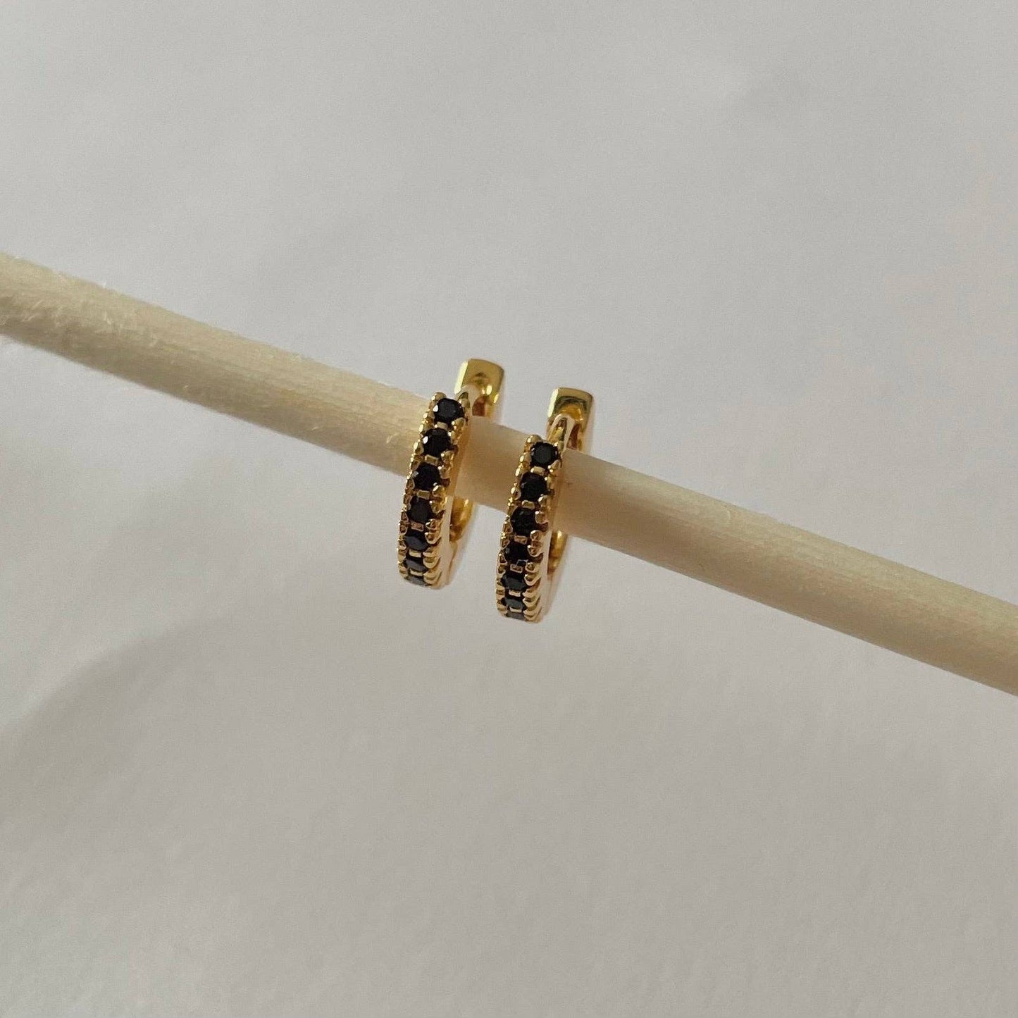 Tara Huggies Gold- Black Zirconia