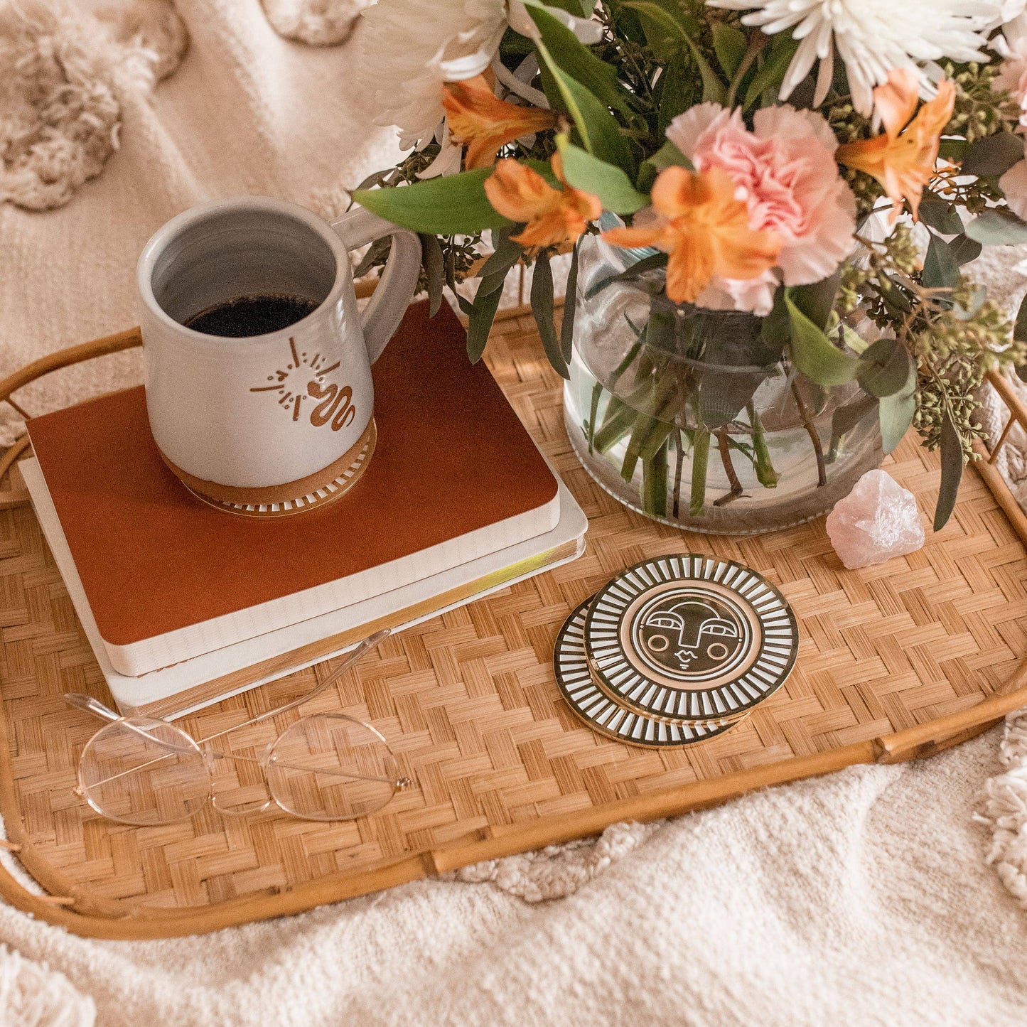 The Sol Coasters in warm beige