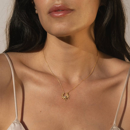 Unveiling Dreams White Topaz Starburst Necklace