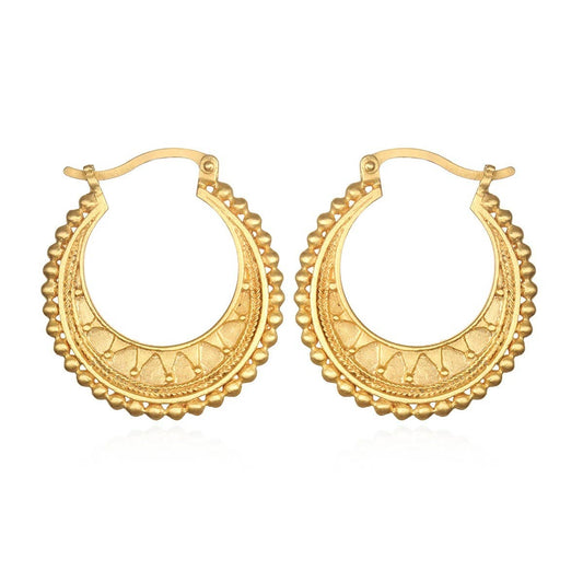 Gold Mandala Hoop Earrings