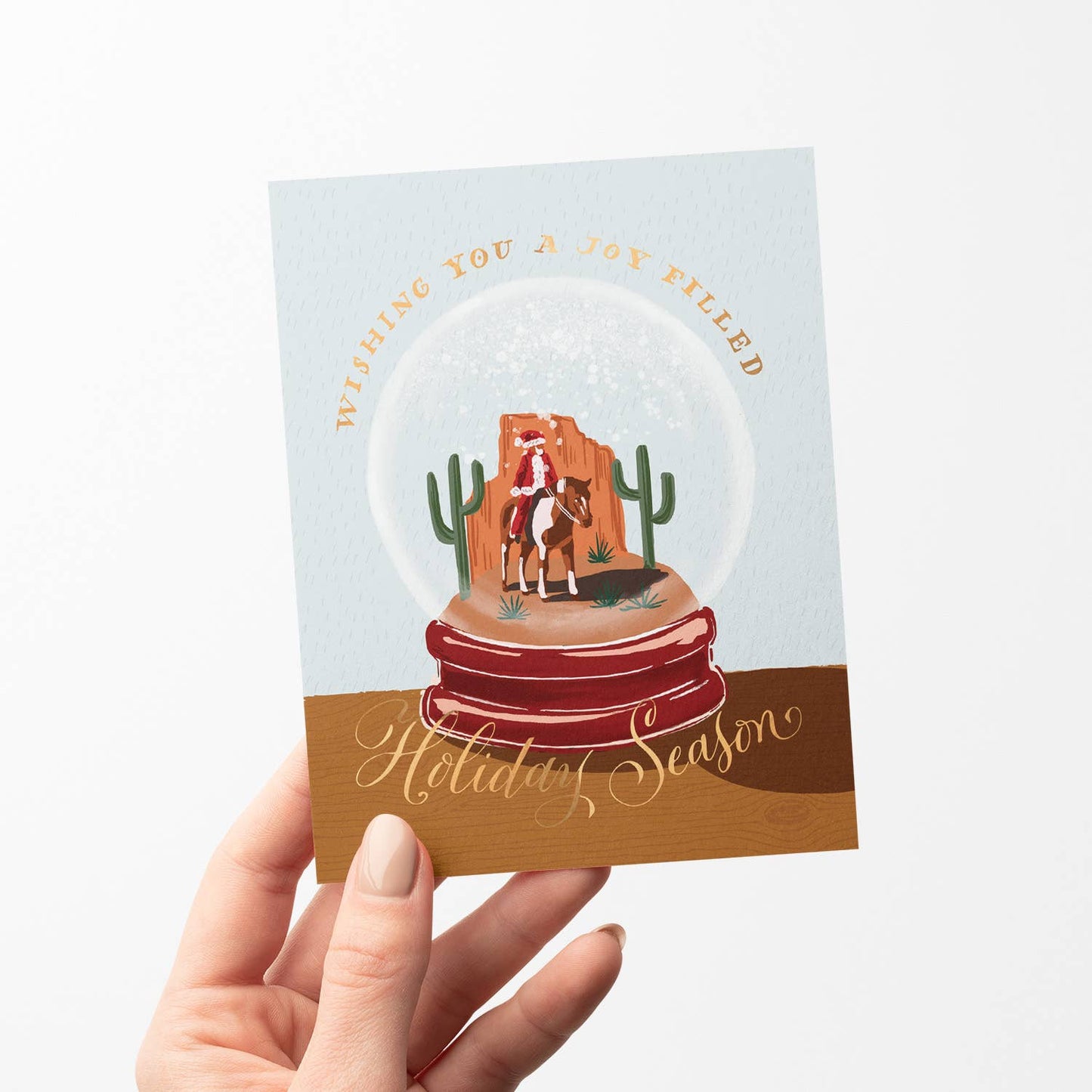 Cowboy Santa Snow Globe Holiday Greeting Card