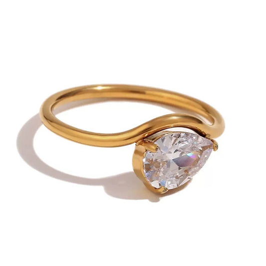 Pear Solitaire Ring