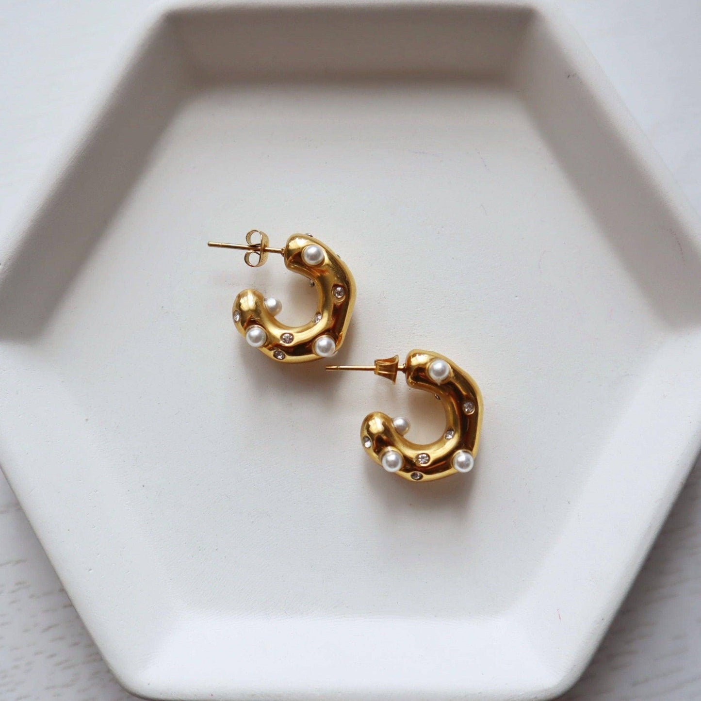 Dazzle Pearls Chunky Hoops