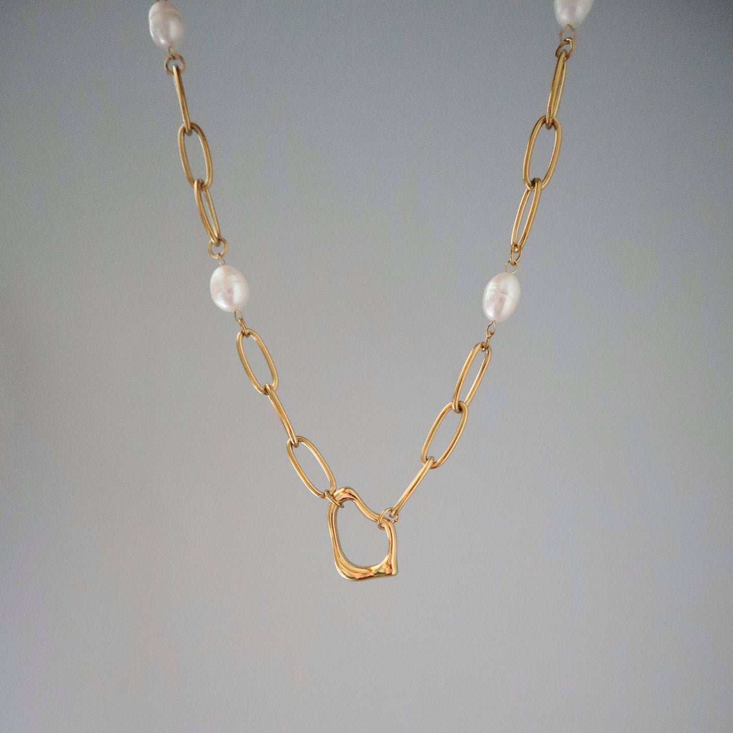 Ayla Pearl Paperclip Necklace
