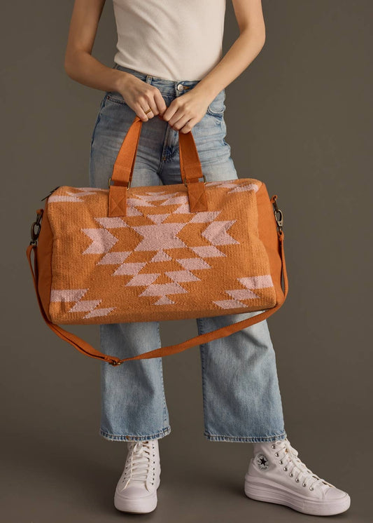 Orange & Pink Aztec Duffel
