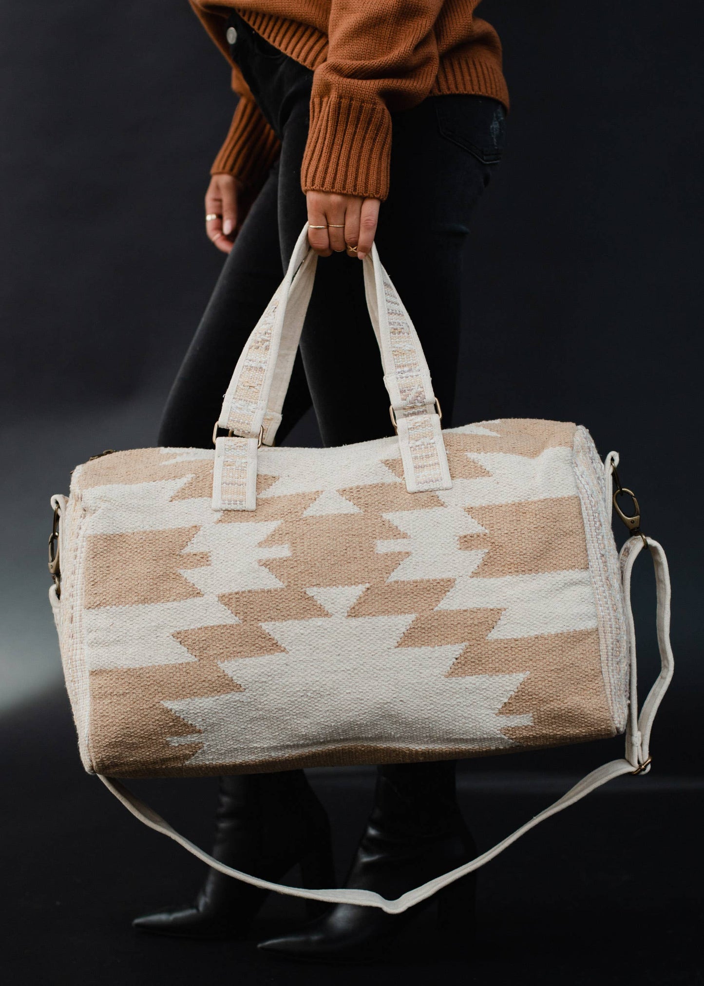 Tan & Cream Aztec Duffel