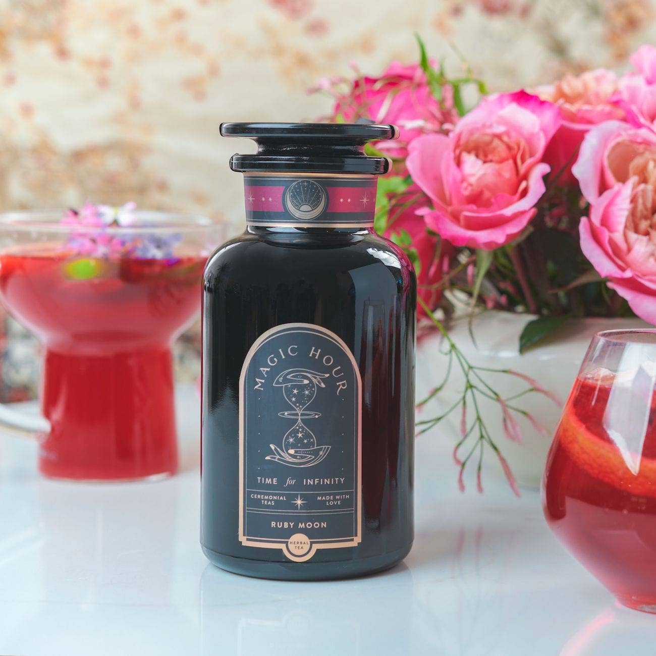 Ruby Moon Glass Jar: Hibiscus Elderberry Tea