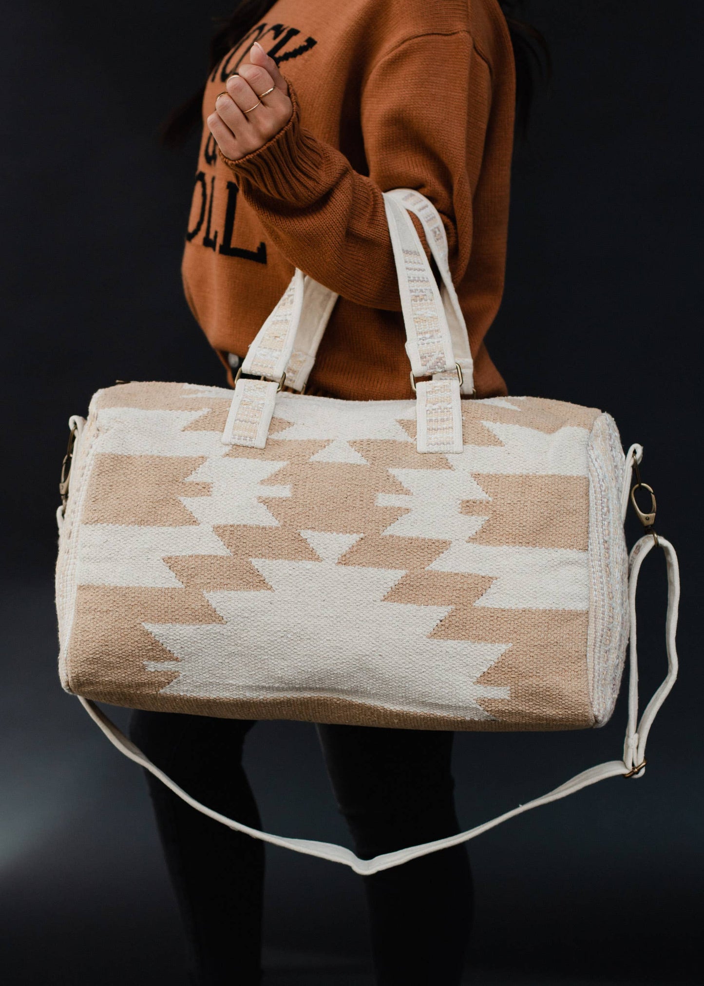 Tan & Cream Aztec Duffel