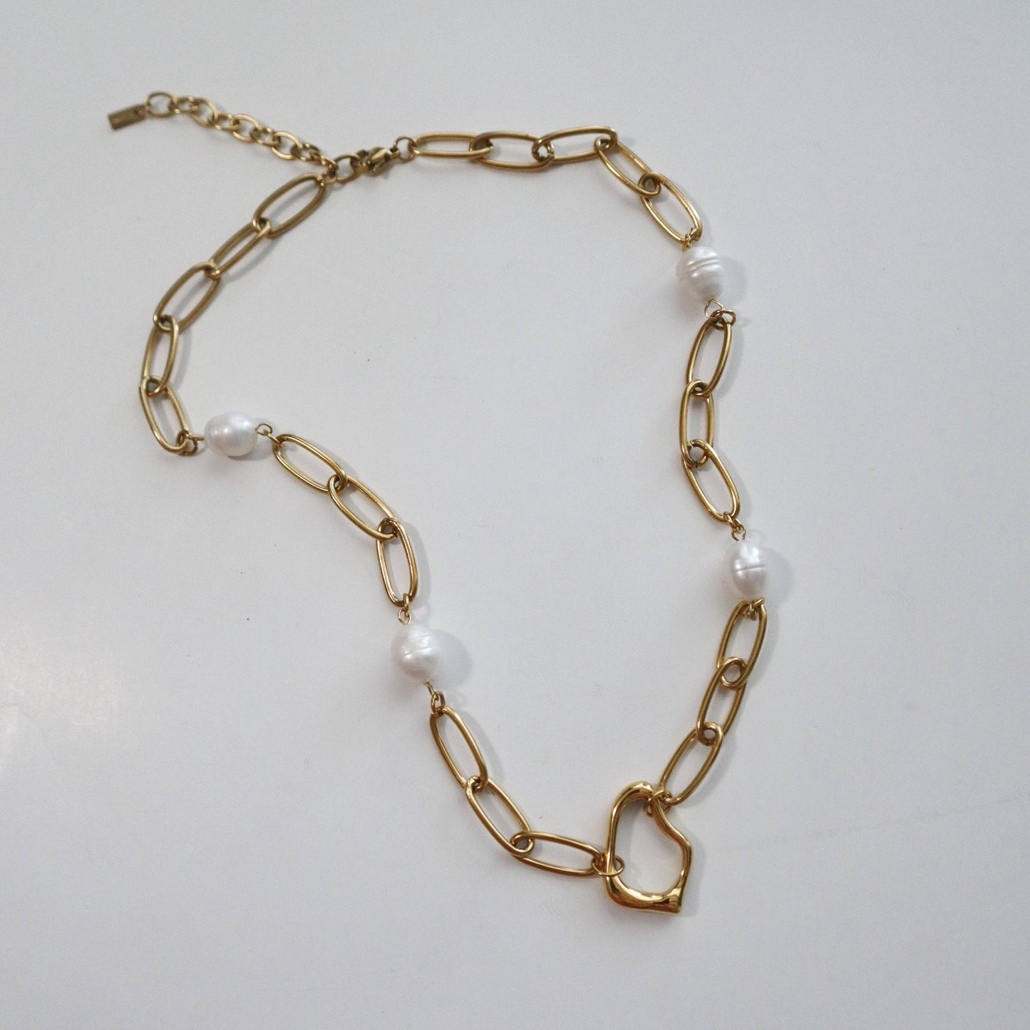 Ayla Pearl Paperclip Necklace