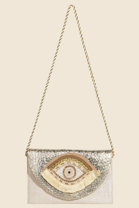 Boho Beaded Eye Pattern Envelope Bag
