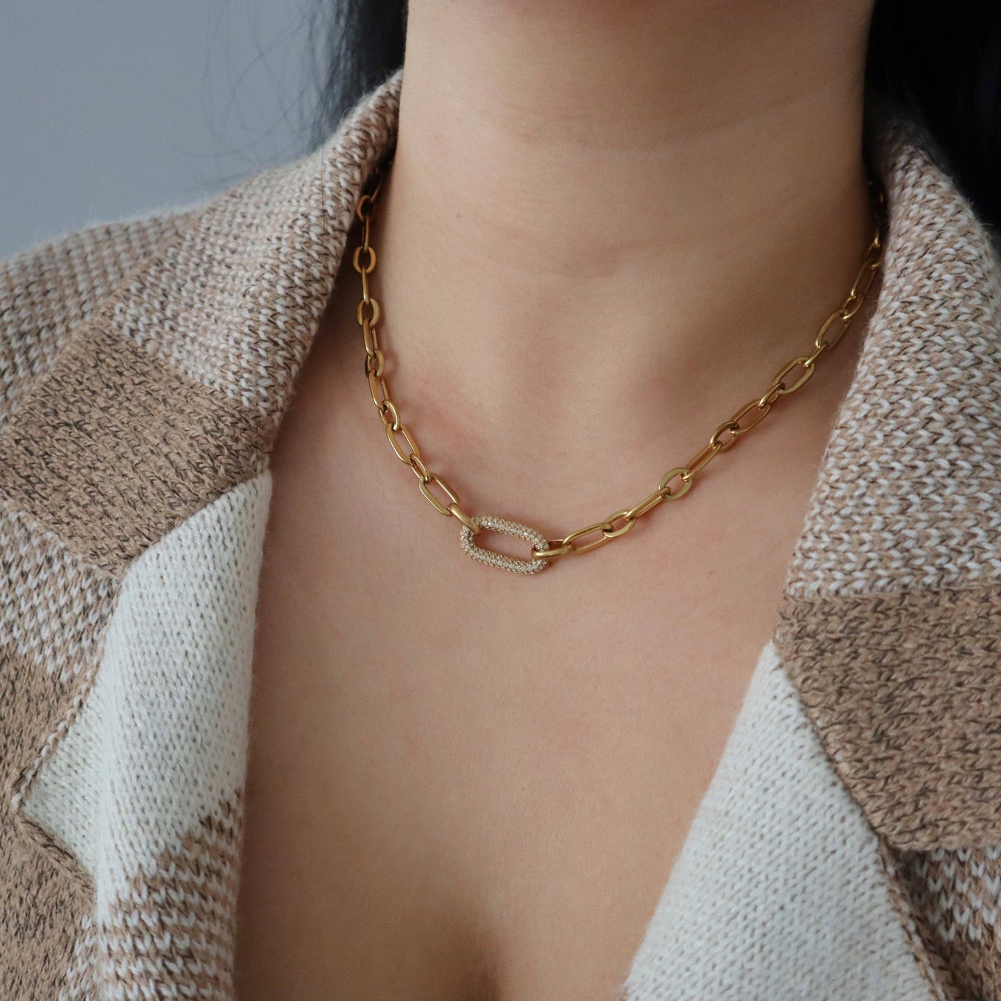 Pave Link Chunky Chain