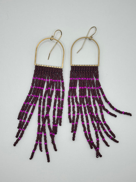 Plum Beaded Earrings