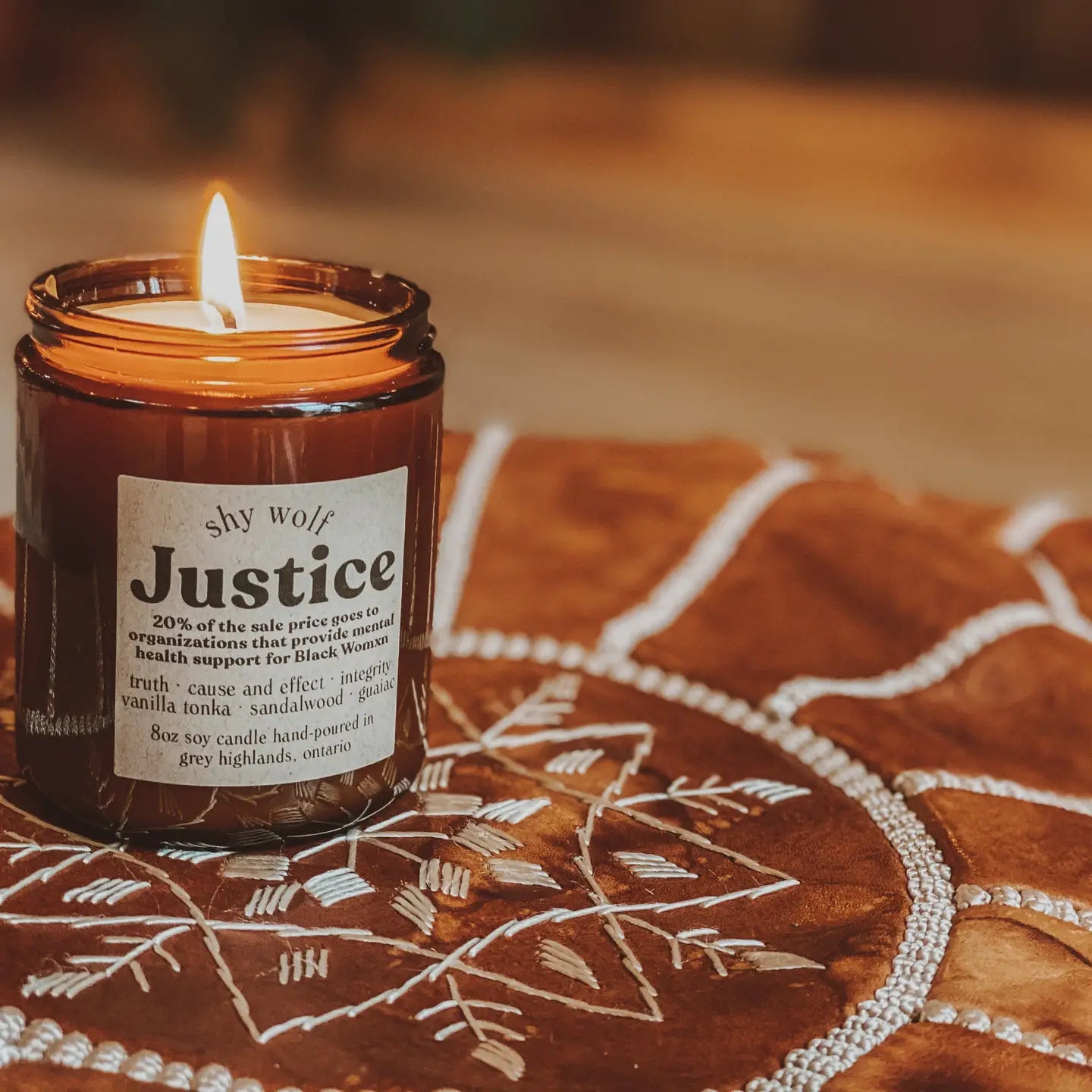 Shy Wolf Justice Tarot Candle