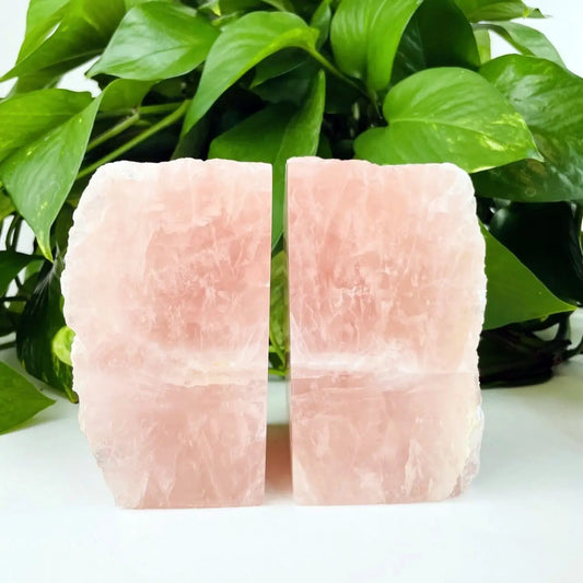 Pair of Rose Quartz Bookend Set