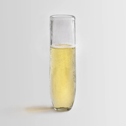 Pebbled Glass Stemless Flute