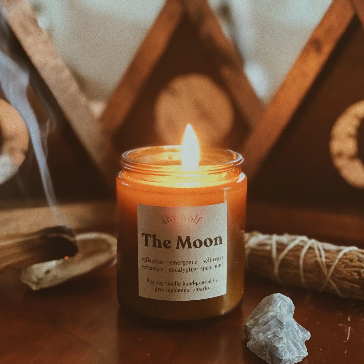 Shy Wolf The Moon Tarot Candle