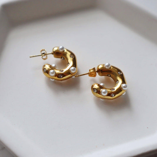 Dazzle Pearls Chunky Hoops