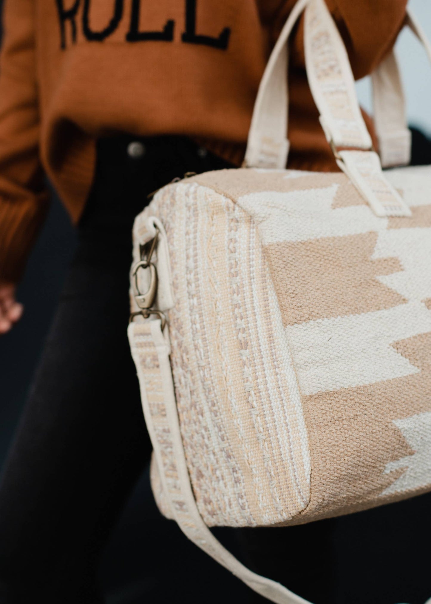 Tan & Cream Aztec Duffel