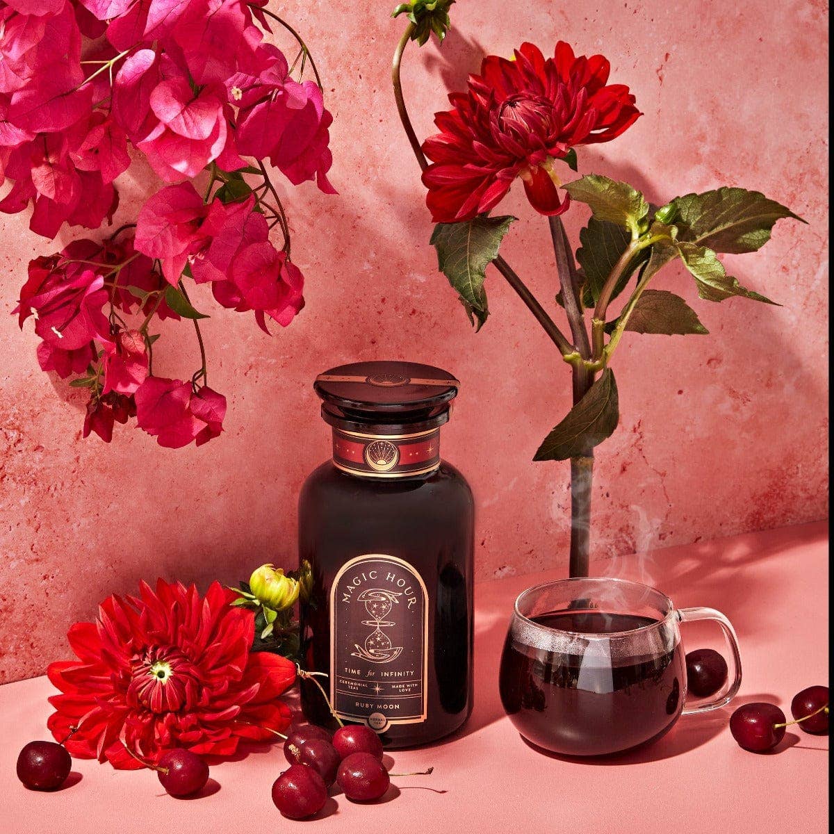 Ruby Moon Glass Jar: Hibiscus Elderberry Tea