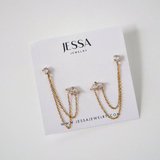 Ryann Double Chain Stud Earrings