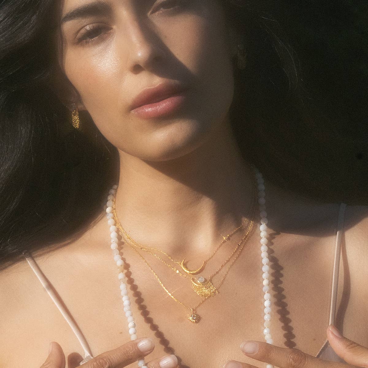 Cascade of Starlight Moonstone Fringe Necklace