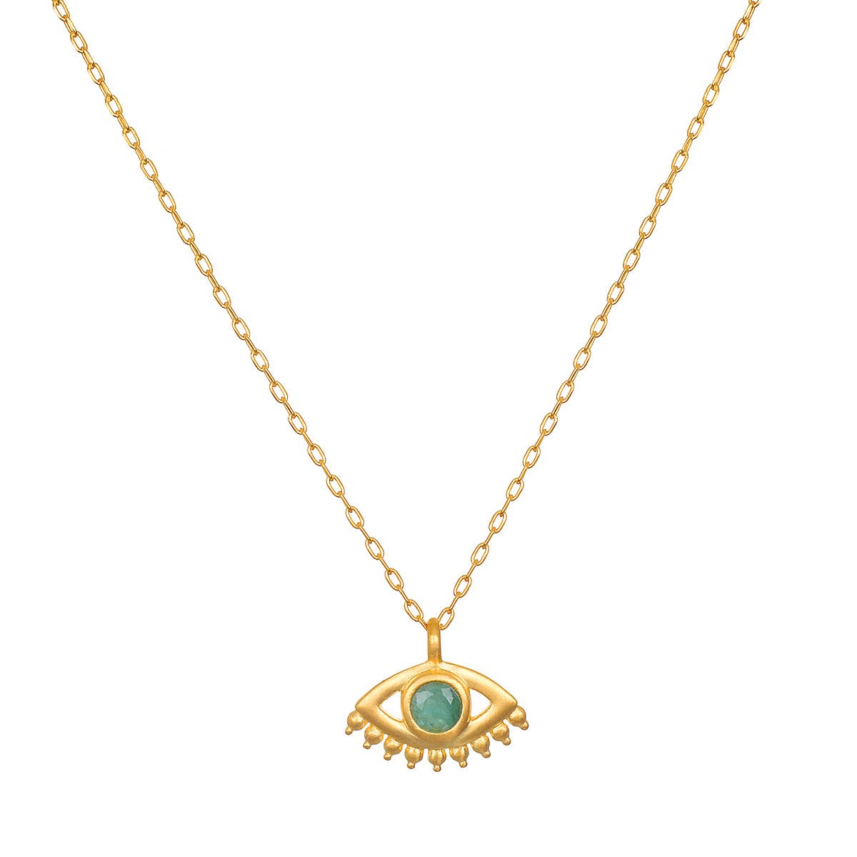 Emerald Evil Eye Pendant Necklace