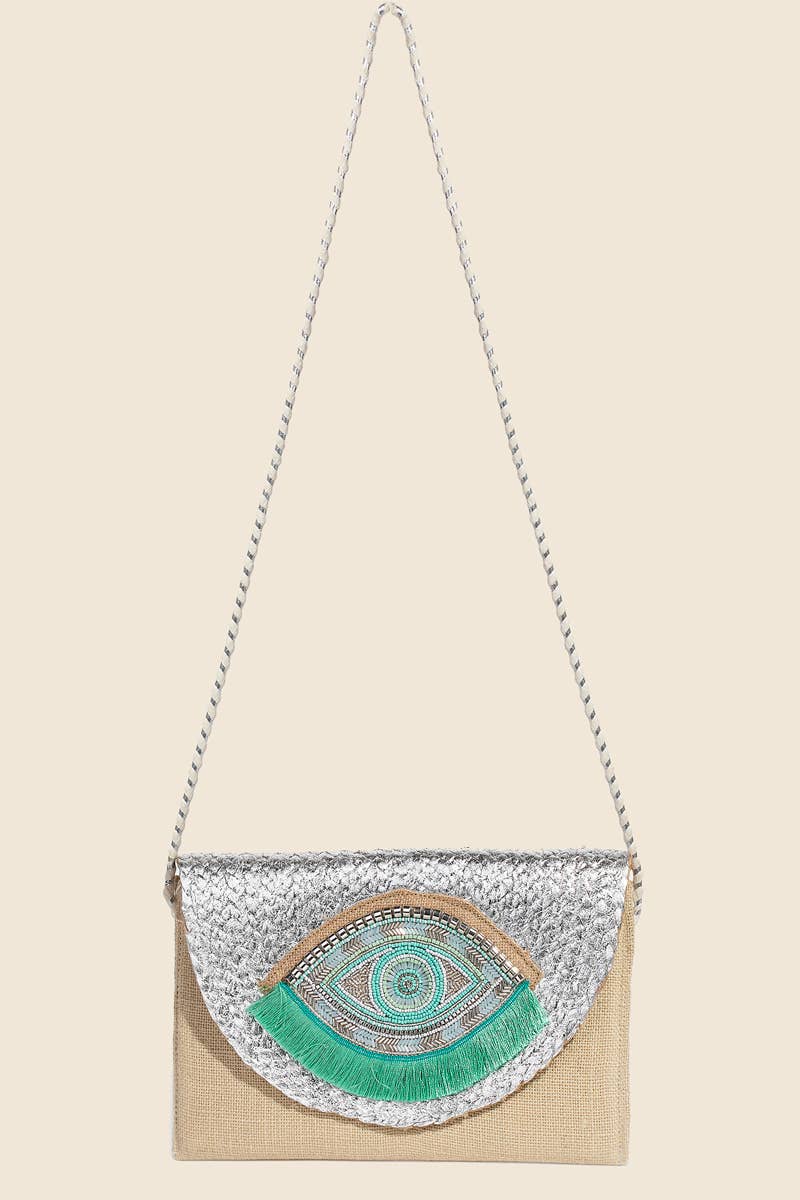 Boho Beaded Eye Pattern Envelope Bag
