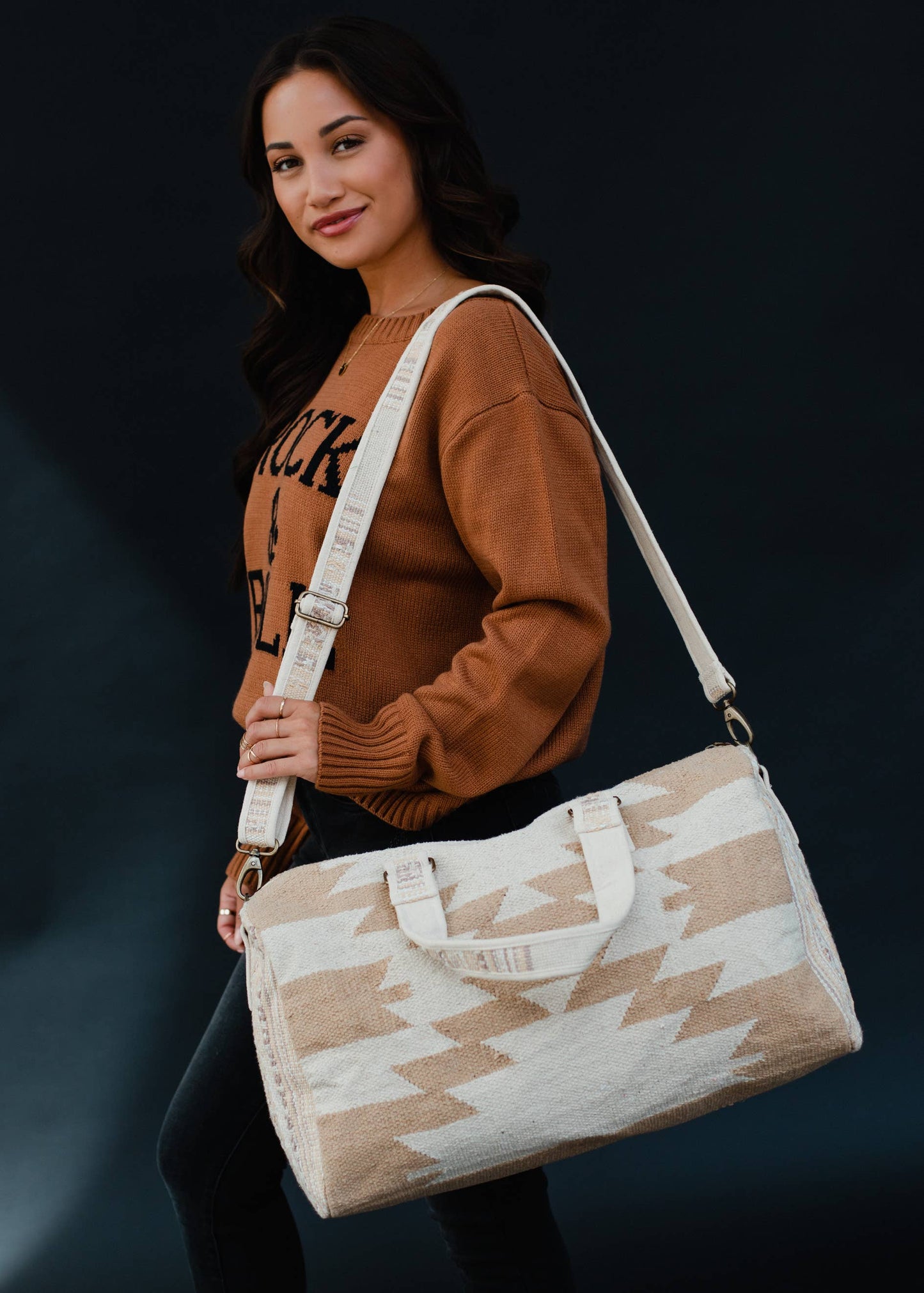 Tan & Cream Aztec Duffel