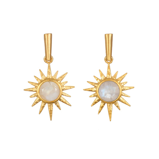 Moonstone Sunburst Linear Earrings