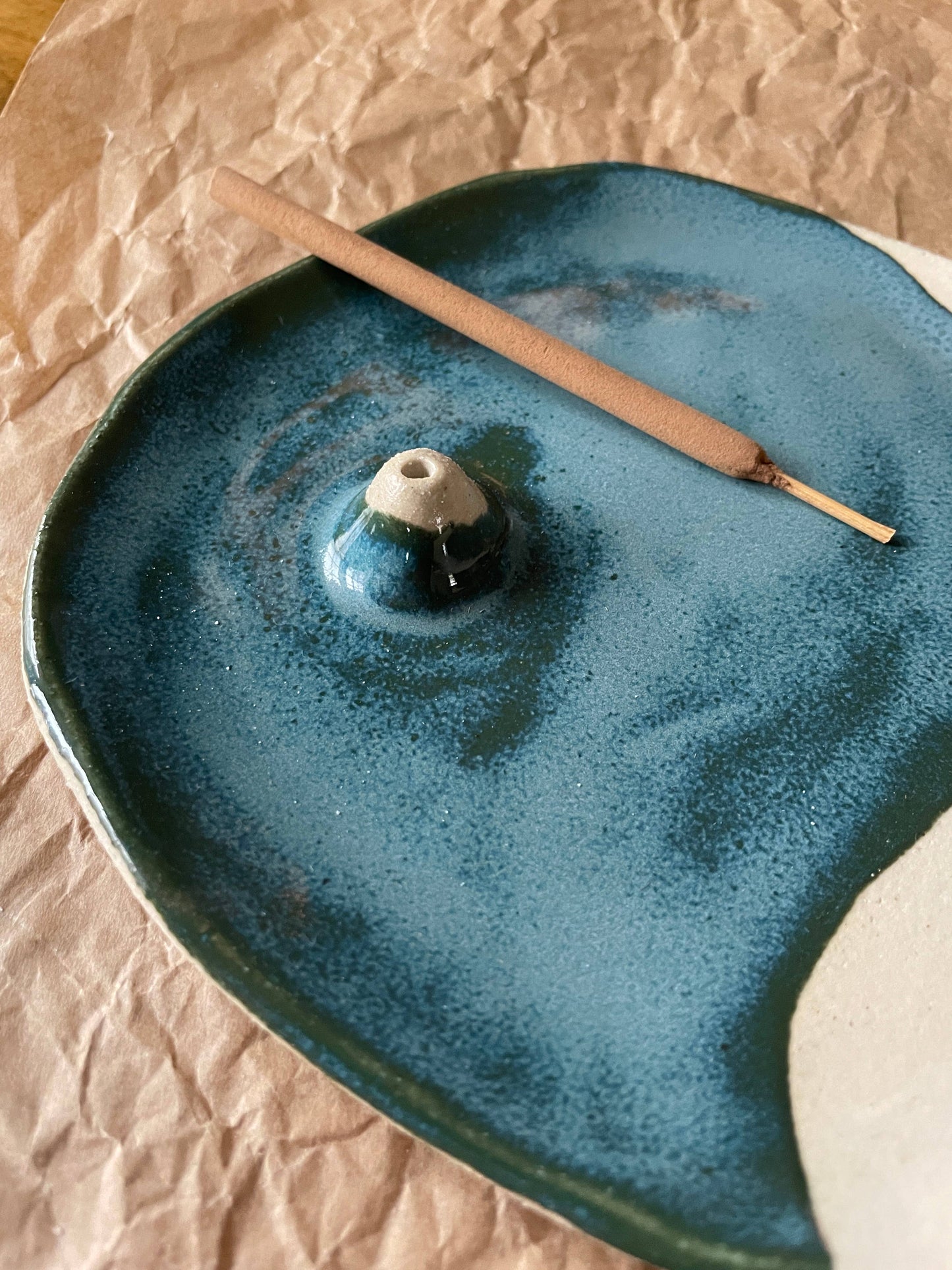 Handmade Ceramic Incense Dish 〰️ Lagoon