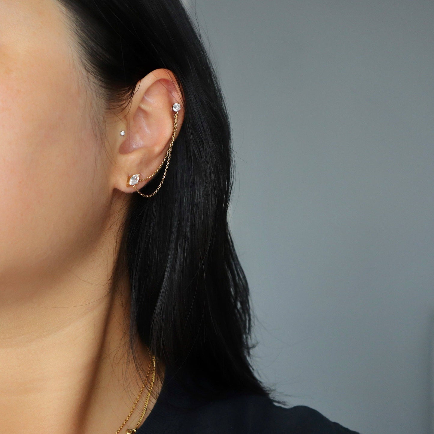 Ryann Double Chain Stud Earrings