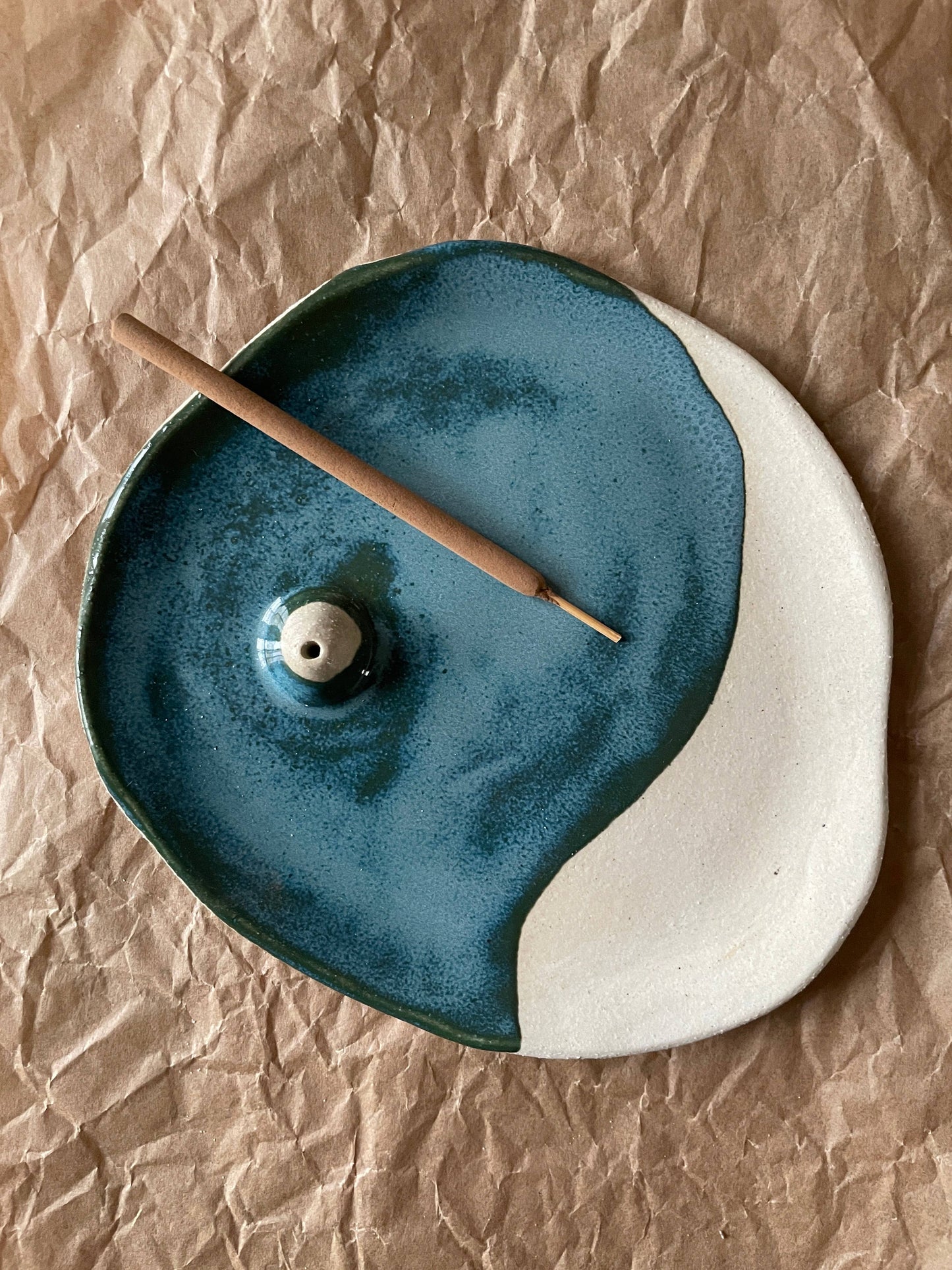 Handmade Ceramic Incense Dish 〰️ Lagoon